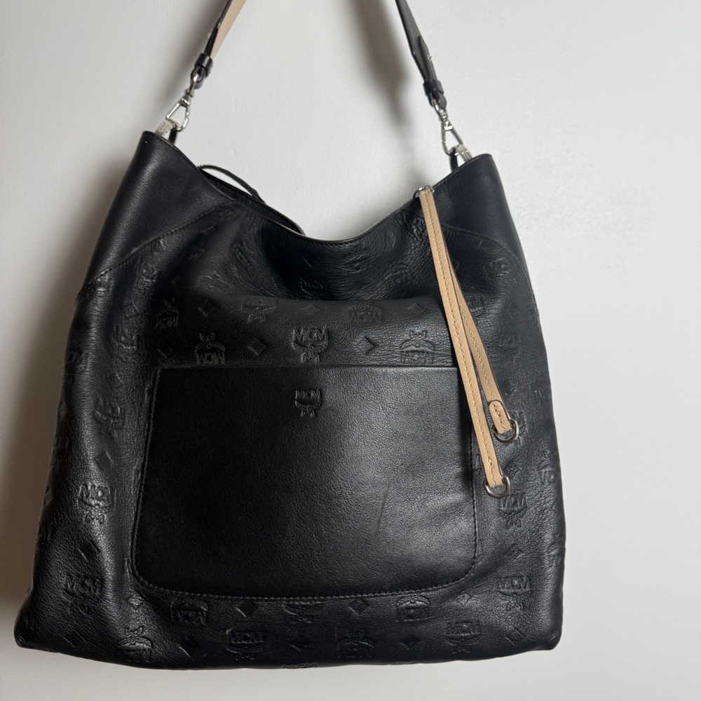 MCM Klara Large Black Leather Shoulder Bag